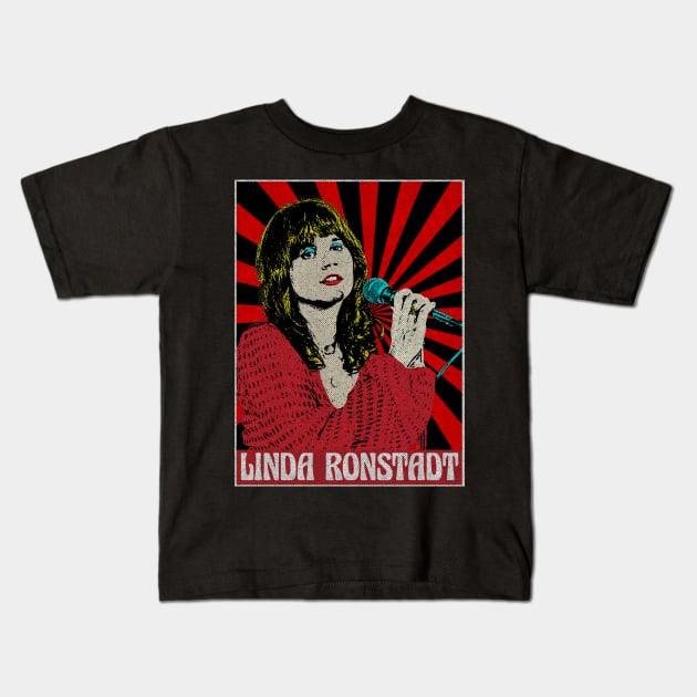 Linda Ronstadt 80s Pop Art Fan Art Kids T-Shirt by Motor Lipat